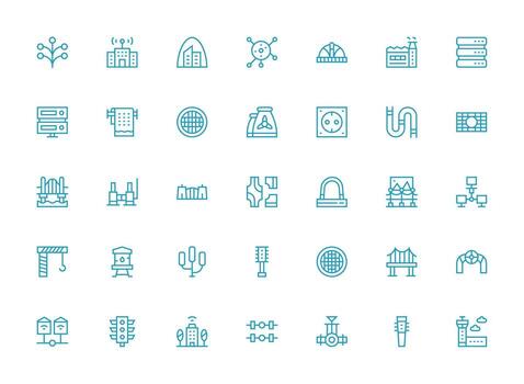 35 Regular Clean Line Vectors for Infrastructure Theme Multi-Style Icons for Creative Projects