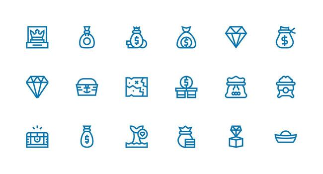 Treasure featuring 18 Icons in Strong Stroke Line Design Reliable Icons for All Interfaces vector