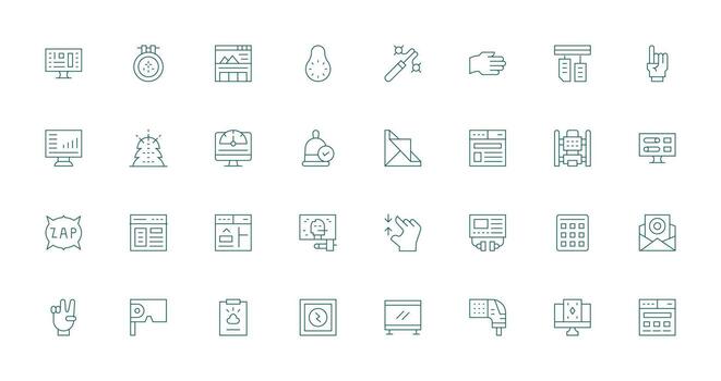interfaz icono colección con 32 Delgado línea diseños limpiar icono colección para web utilizar vector