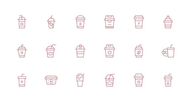 Minimal Line Icons from Paper Cup Set with 18 Vectors Neatly Designed Icons for Web Platforms
