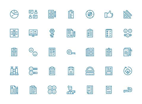 35 Regular Clean Line Style Icons from Survey Collection Clean Icon Set Icon Pack for UI Projects vector