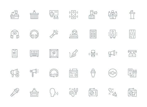 35 Light Line Vectors for Speaker Theme Customizable Icon Series for Mobile Screens