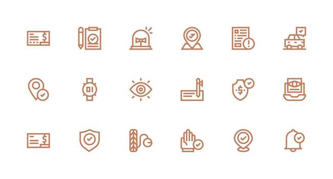 Check Visual Pack containing 18 Strong Stroke Line Icons Organized Icon Pack for Quick Access vector