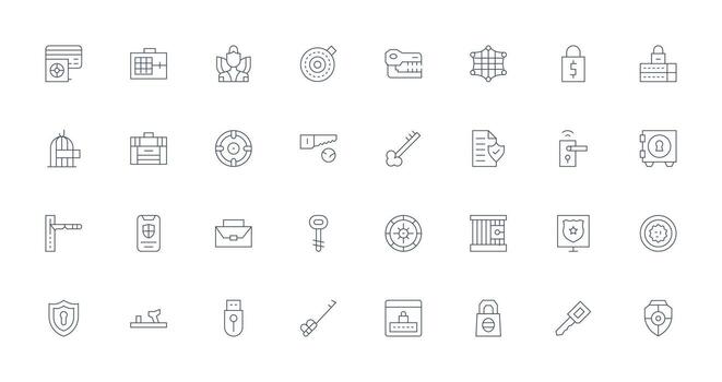Lock Design Icons featuring 32 in Thin Line Style Compact Icon Set vector