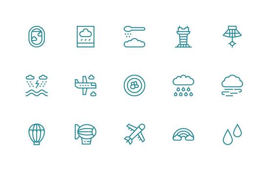 15 Icons for Sky in Regular Line Format Multi-Style Icon Collection vector