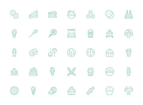 Treat Icon Set with 35 Light Line Graphics Clean Icon Set Icon Pack for UI Projects vector