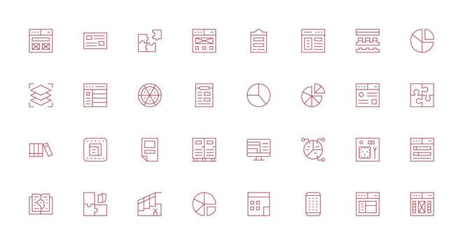 Sections Set with 32 Thin Line Icons Clean Icon Collection for Web Use vector