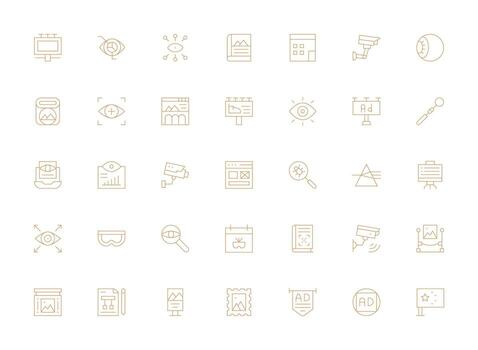 Visual Icon Collection with 35 Light Line Designs Clean Icon Set Icon Pack for UI Projects vector