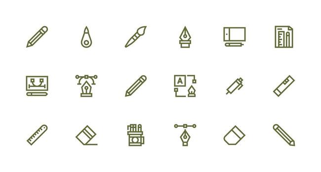 dibujo herramienta visual paquete conteniendo 18 fuerte carrera línea íconos todas dispositivo compatible icono conjunto vector