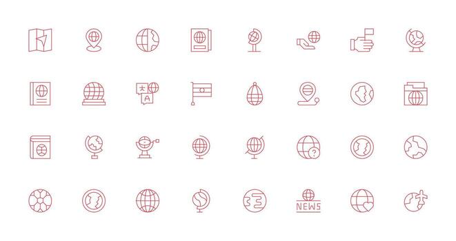 Thin Line Icons from World Set with 32 Vectors Complete Icon Bundle for Web Design