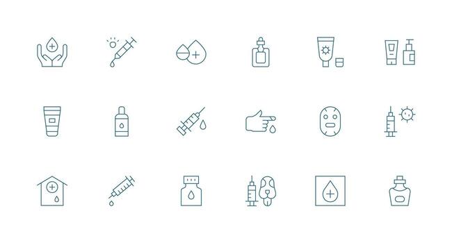 Serum Visual Pack containing 18 Minimal Line Icons Multi-Purpose Icon Pack for Templates vector