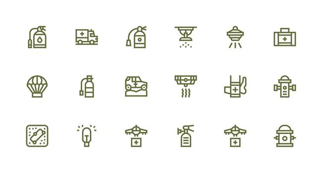 18 Icons for Emergency Response in Strong Stroke Line Format UI Icon Set vector