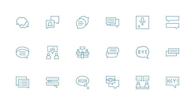 Conversation Icon Set with 18 Minimal Line Graphics Modern Icon Set vector