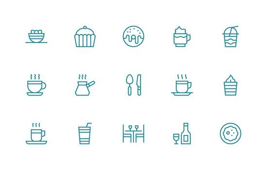 15 Regular Line Style Icons from Cafe Icon Collection Icons Built for Visual Consistency Pack vector