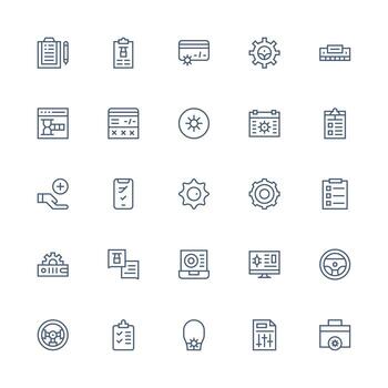 medio carrera contorno estilo gestionar íconos con 25 vectores núcleo icono colección para diario Tareas