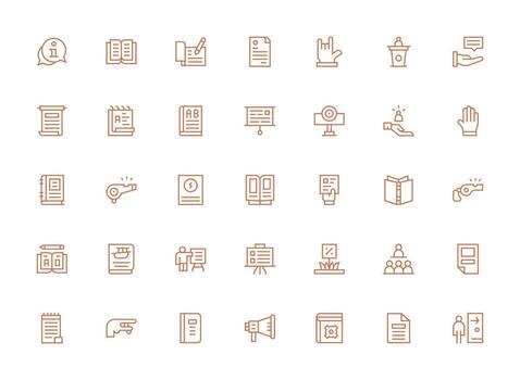 35 Icons for Instruction in Regular Clean Line Format Theme-Based Icon Pack vector