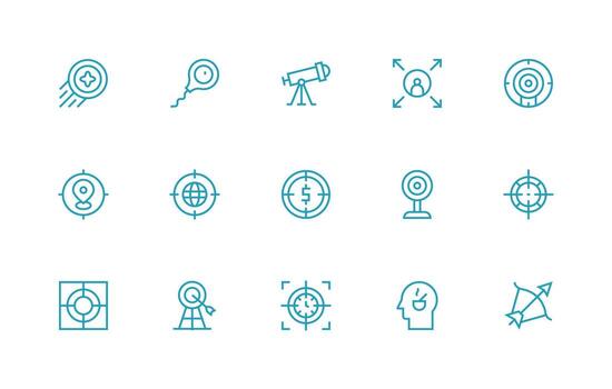 15 atención íconos en regular línea estético icono conjunto para web vector