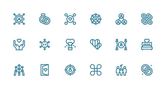 Relationship featuring 18 Icons in Strong Stroke Line Design Icons Built for Visual Consistency Pack vector