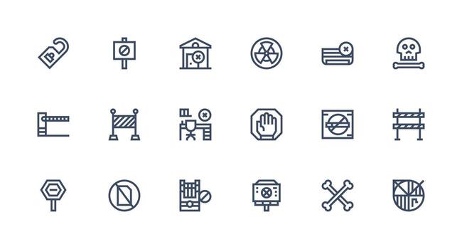 Do Not Enter featuring 18 Icons in Strong Stroke Line Design Functional Icon Series vector