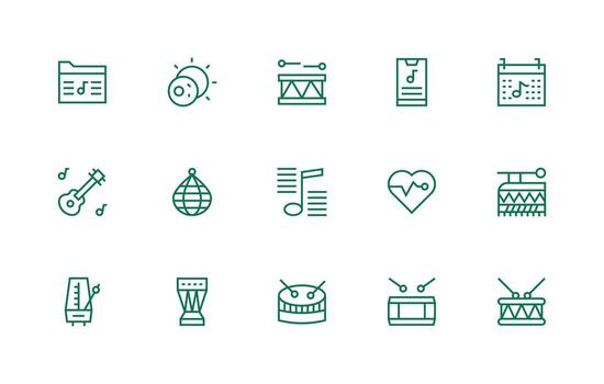 15 Rhythm Icons in Regular Line Aesthetic All Device Compatible Icon Set vector