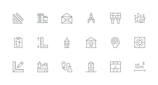 18 Icons for Plan in Minimal Line Format Functional Icon Series vector