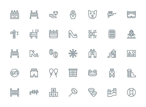 35 Regular Clean Line Style Icons from Kids Collection Well-Structured Icons for Creative Use vector