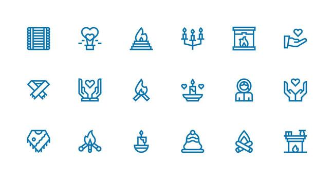 Strong Stroke Line Style Warmth Icons with 18 Vectors Interface Icon Collection for Daily Projects