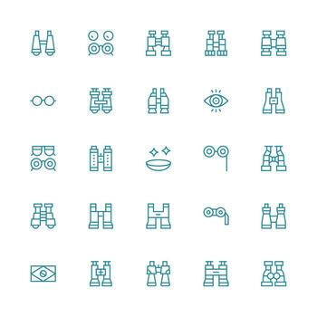 25 Medium Stroke Outline Vectors for Sight Theme Simple Icons for Interface and Wireframes
