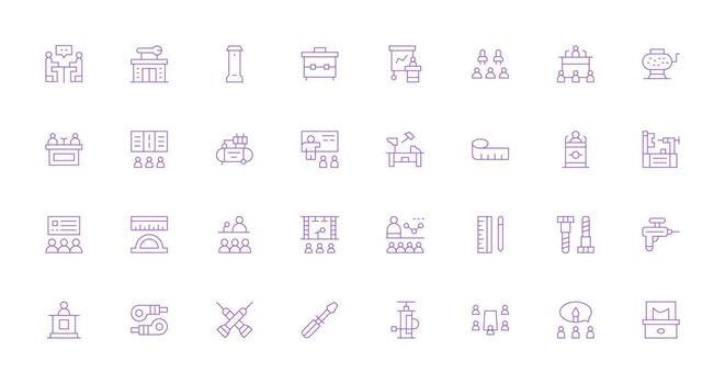 Workshop Visual Pack containing 32 Thin Line Icons Versatile Icon Collection for Designers vector