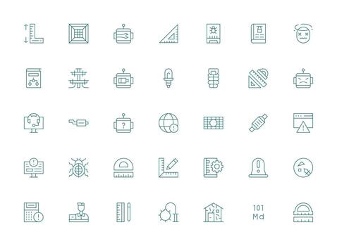 técnico icono colección con 35 ligero línea diseños reutilizable icono conjunto vector
