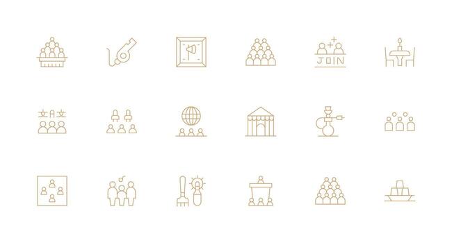18 Icons for Gathering in Minimal Line Format Reusable Icon Set vector