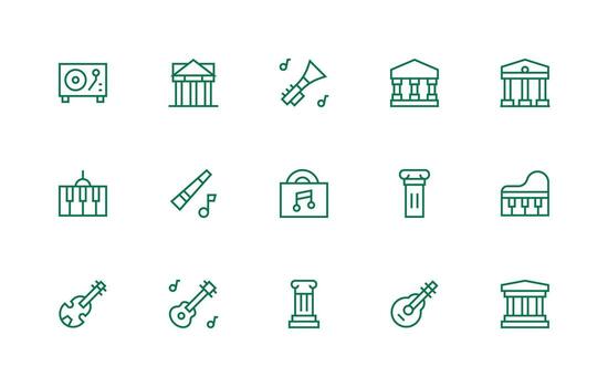 Classical Icon Set with 15 Regular Line Graphics Flat Icon Set vector