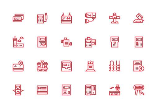 Terminal Set with 24 Thick Line Line Icons Web and App Icon Pack Collection vector