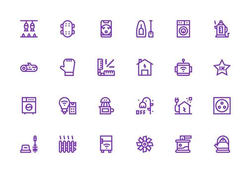 Appliance Design Icons featuring 24 in Thick Line Line Style Customizable Icon Series for Mobile Screens vector
