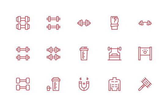 Muscle Set with 15 Regular Line Icons Neutral Style Icons for Any Project vector