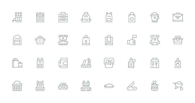 32 íconos para llevar en Delgado línea formato creativo icono conjunto vector