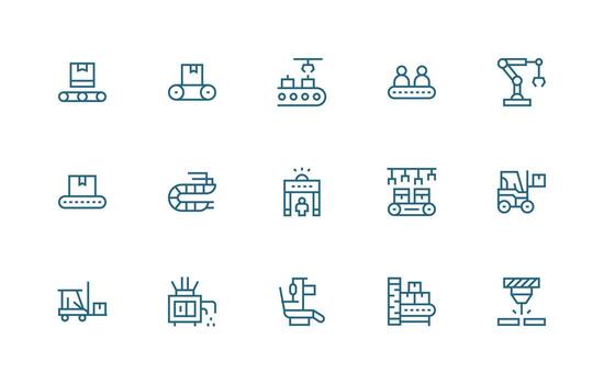 Regular Line Icons from Conveyor Set with 15 Vectors Clean Set for Layout Prototypes