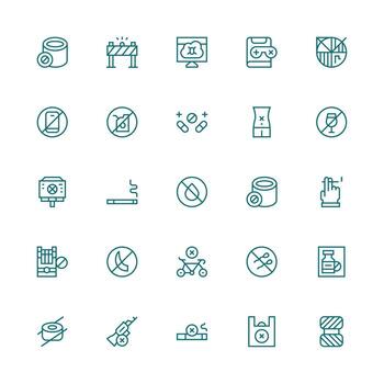 25 Medium Stroke Outline Vectors for Prohibited Theme Neatly Designed Icons for Web Platforms