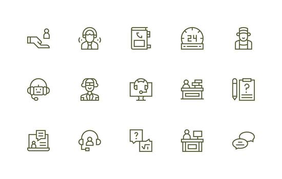 15 Regular Line Style Icons from Help Desk Collection Essential Icon Set for Teams vector