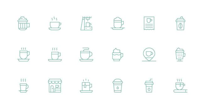 18 Minimal Line Vectors for Latte Theme Pixel Perfect Icon Set