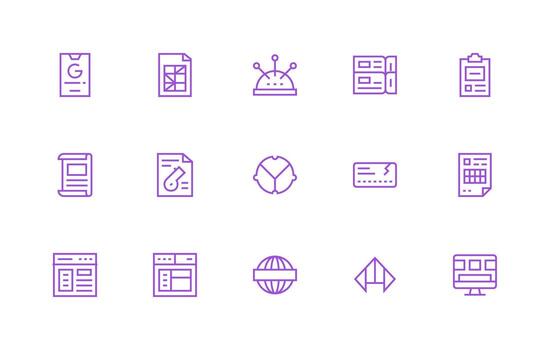 Template Icon Set with 15 Regular Line Graphics High-Resolution Icons for Any Platform vector