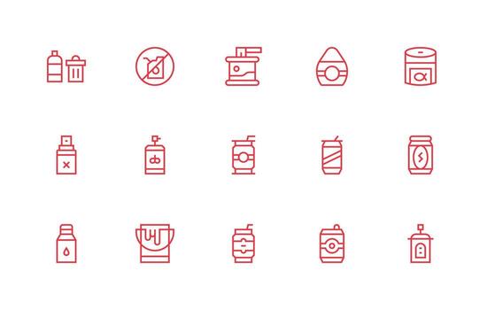 Can Icon Collection with 15 Regular Line Designs Icon Set for Web vector