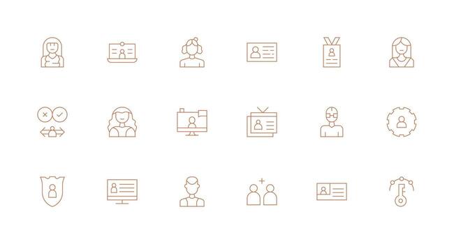 User Account featuring 18 Icons in Minimal Line Design Complete Icon Bundle for Web Design vector