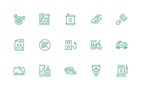 Diesel Visual Pack containing 15 Regular Line Icons All Device Compatible Icon Set vector