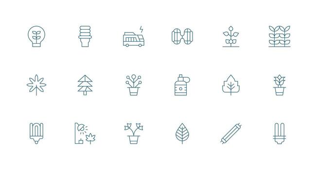 Eco Friendly featuring 18 Icons in Minimal Line Design Customizable Icon Series for Mobile Screens vector