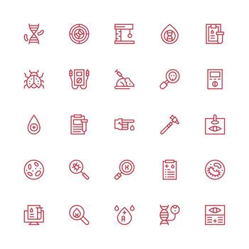 Testing Design Icons featuring 25 in Medium Stroke Outline Style Modern Line and Glyph Icon Series vector