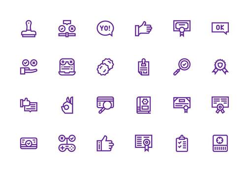 Validation Design Icons featuring 24 in Thick Line Line Style Essential Icon Collection vector
