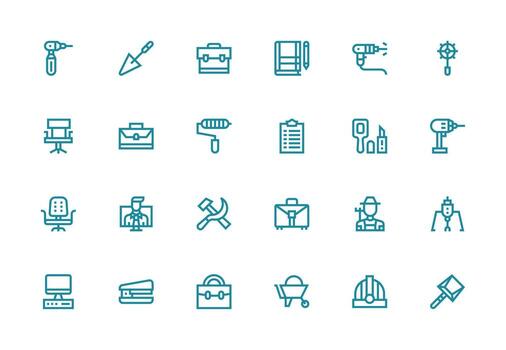 Work Design Icons featuring 24 in Thick Line Line Style Core Icon Collection for Daily Tasks vector