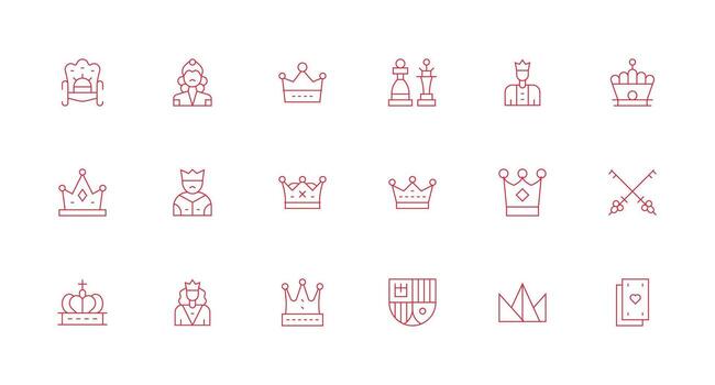 Royalty Set with 18 Minimal Line Icons Icons Built for Visual Consistency Pack vector