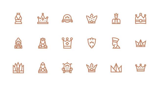 Monarch Icon Collection with 18 Strong Stroke Line Designs Clean Icon Set Icon Pack for UI Projects vector